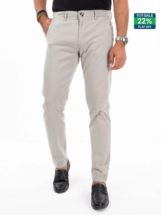 Men's Grey Slim Fit Stretch Chino Pant