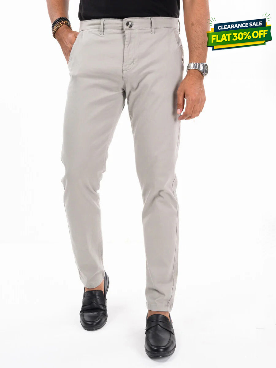 Men's Grey Slim Fit Stretch Chino Pant