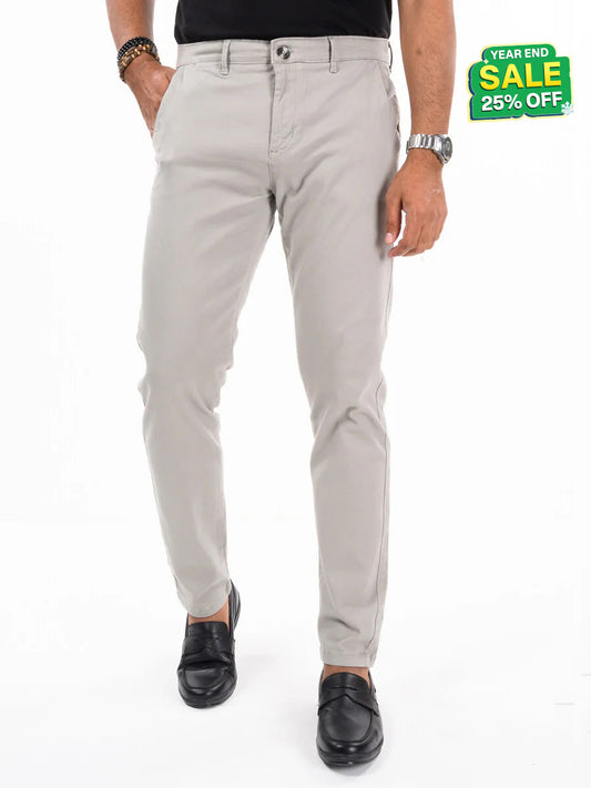Men's Grey Slim Fit Stretch Chino Pant