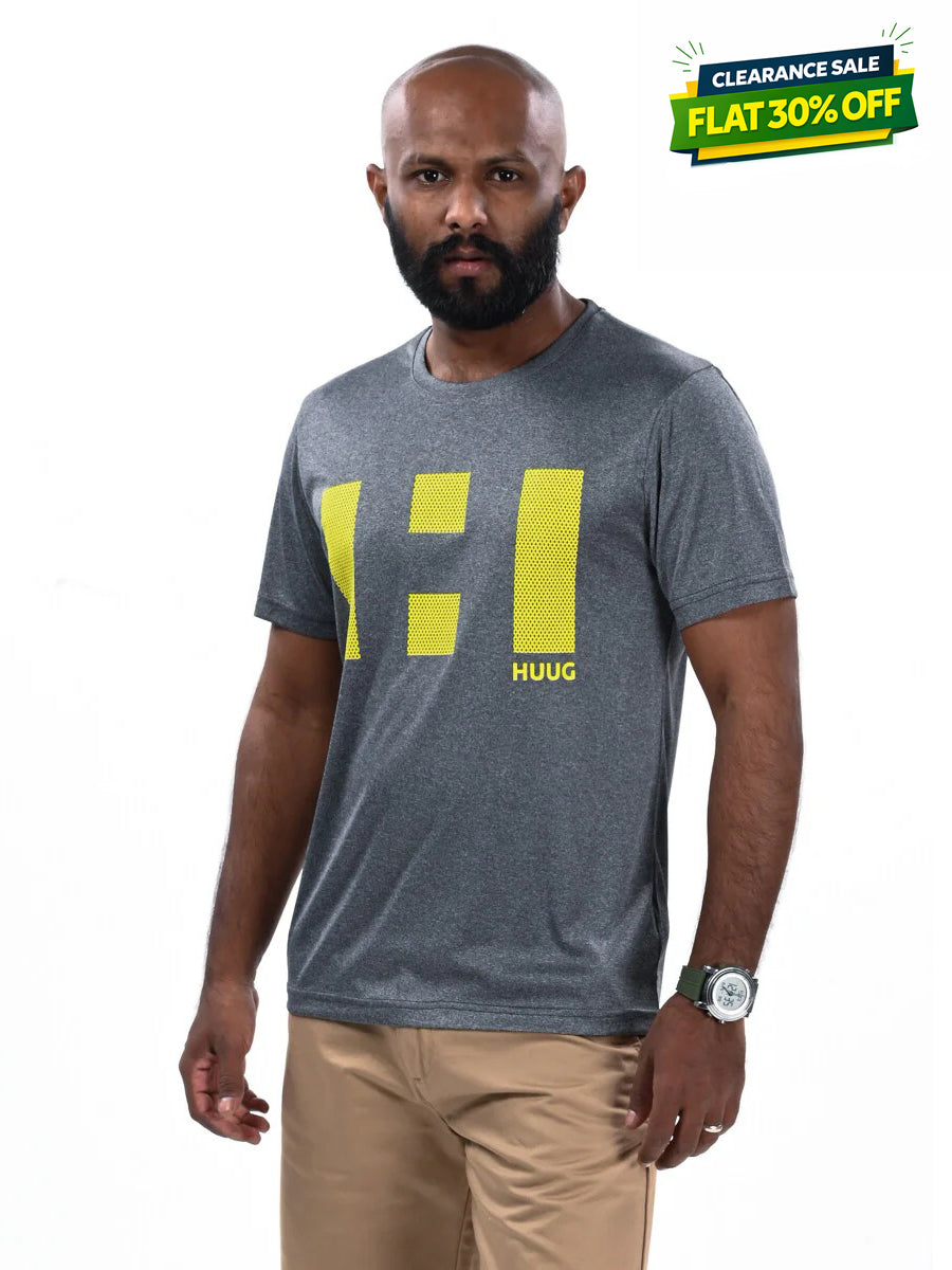 Men Grey Custom Fit Crew Neck T-Shirt
