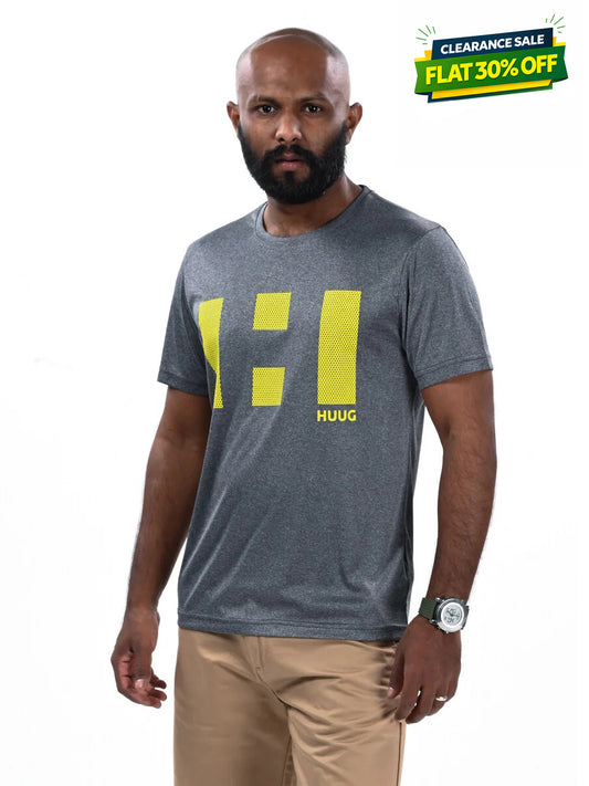 Men Grey Custom Fit Crew Neck T-Shirt
