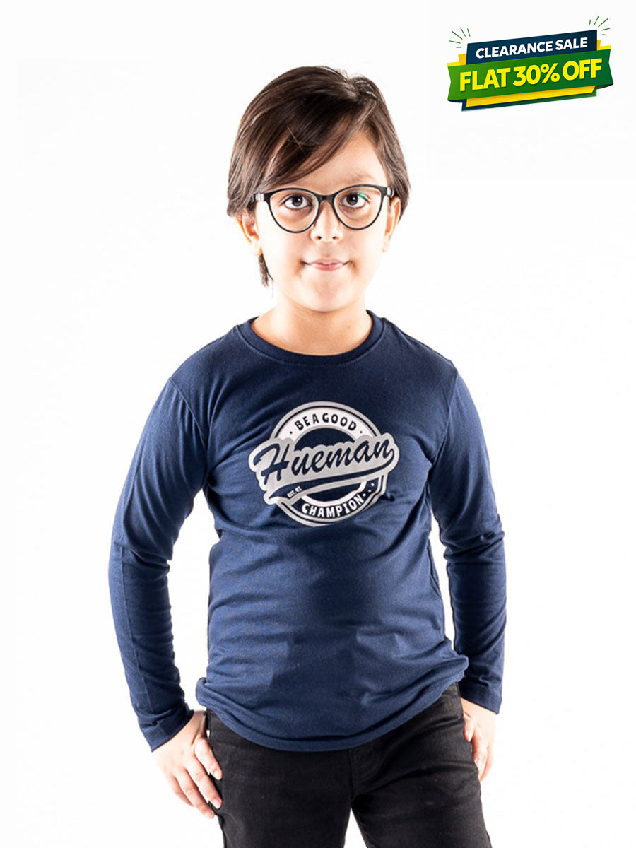 Kids Navy Blue Full Sleeves T-Shirt