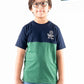 Kids Green & Navy Blue Short Sleeve T-Shirt Crew Neck