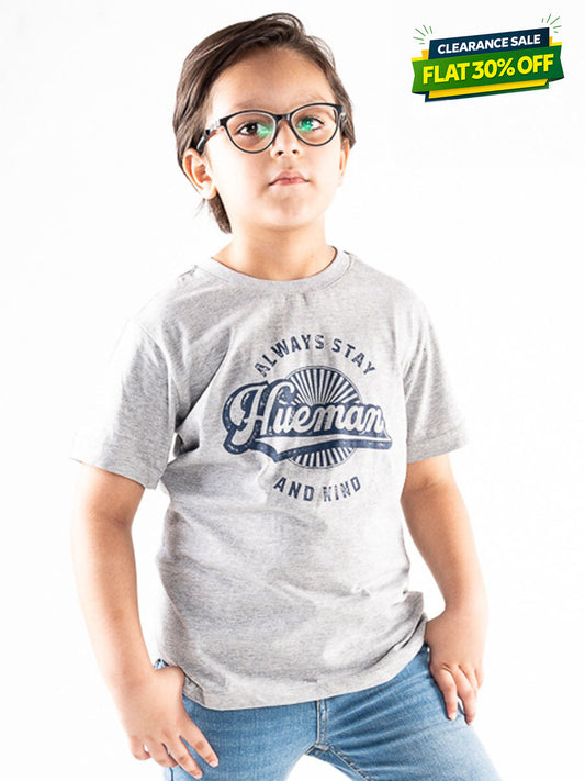 Kids Grey Short Sleeve T-Shirt Crew Neck