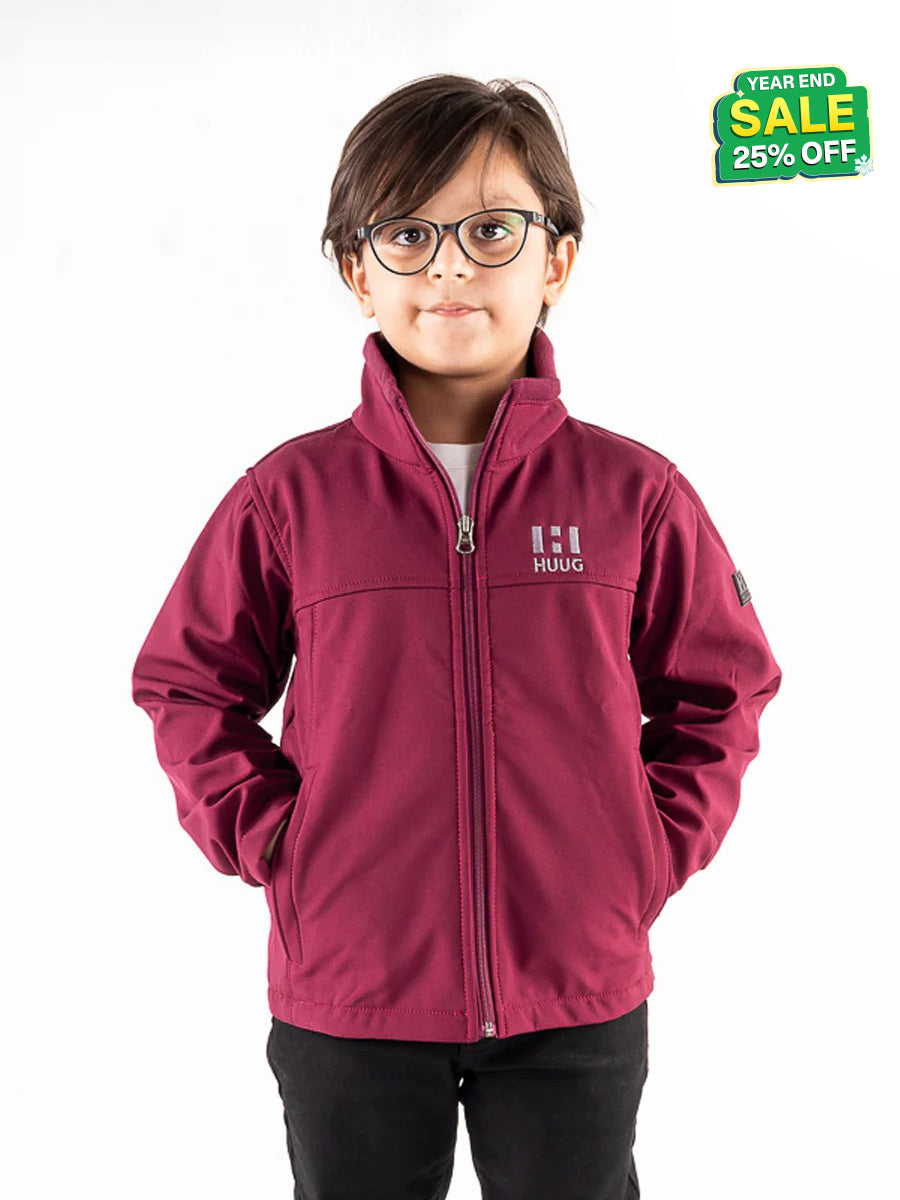 Cardinal Red Stand Up Collar Soft Shell Kids Jacket