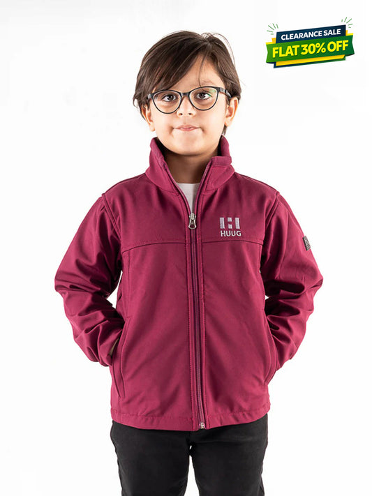 Cardinal Red Stand Up Collar Soft Shell Kids Jacket