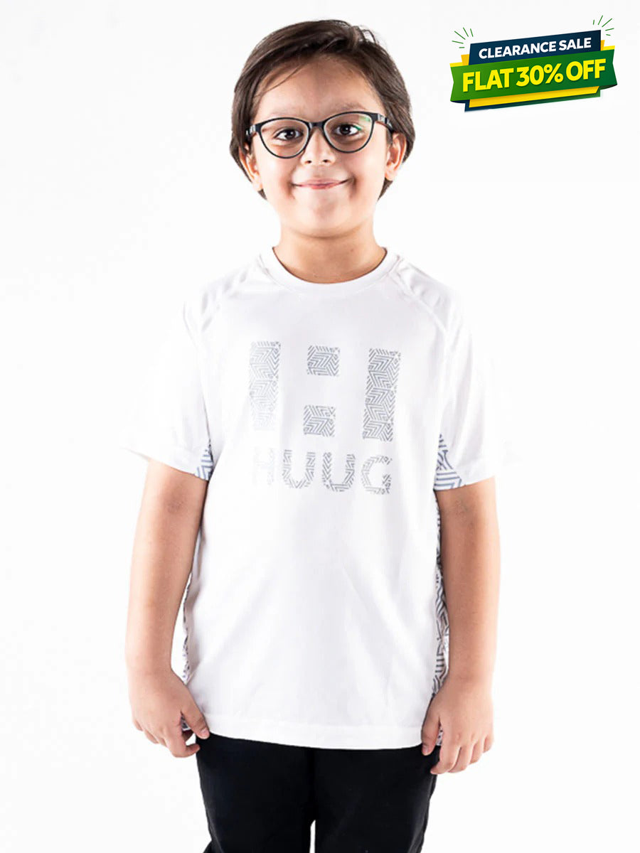 Kids White Short Sleeve T-Shirt Crew Neck