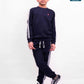 Kids Navy Blue Stripe Fleece Crew Sweatsuit