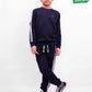 Kids Navy Blue Stripe Fleece Crew Sweatsuit