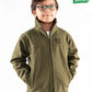 Olive Stand Up Collar Soft Shell Kids Jacket
