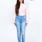 Light Blue Ripped Stretch Denim Jenna Jeans