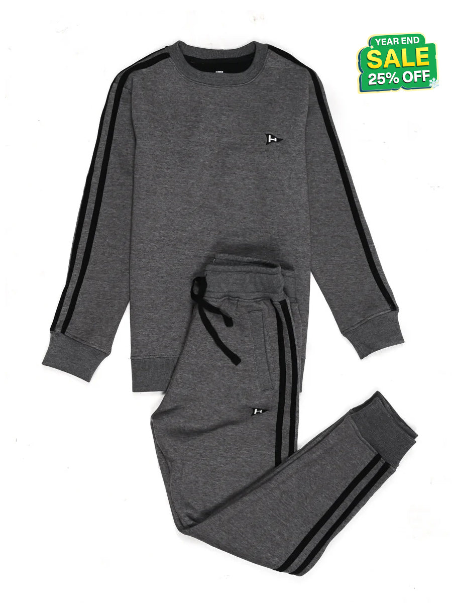 Kids Dark Grey Striped Sweatsuit