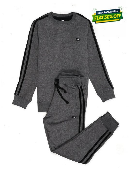 Kids Dark Grey Striped Sweatsuit
