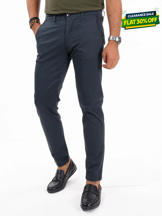 Men Space Blue Slim Fit Stretch Chino Pant
