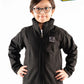Black Stand Up Collar Soft Shell Kids Jacket