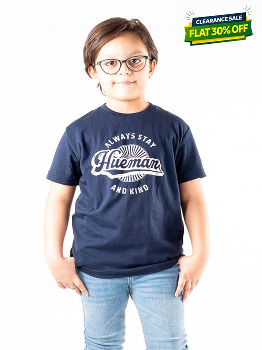 Kids Navy Blue Short Sleeve T-Shirt Crew Neck