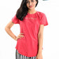 Women Pink Round Bottom T-Shirt