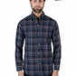 Men Blue Plaid Flannel Button Down Shirt