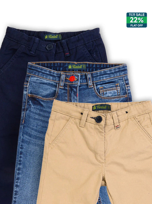 Pack of 3 - Kids & Babies 2 Chinos 1 Blue Jeans
