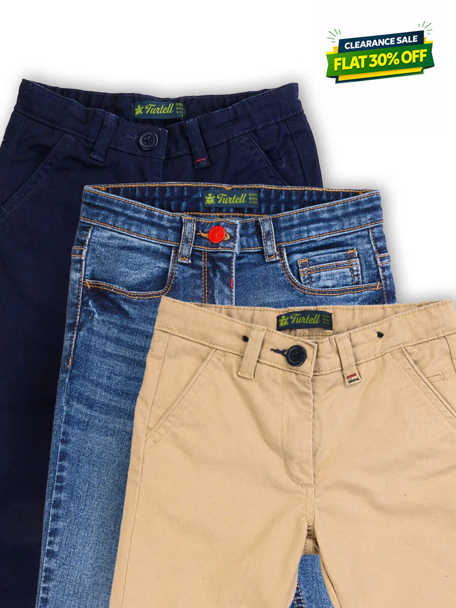 Pack of 3 - Kids & Babies 2 Chinos 1 Blue Jeans