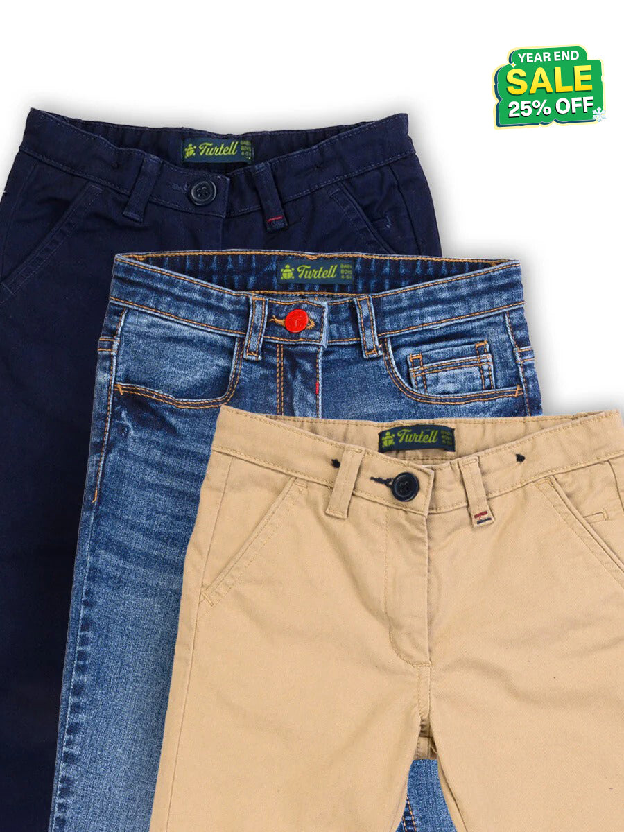 Pack of 3 - Kids & Babies 2 Chinos 1 Blue Jeans