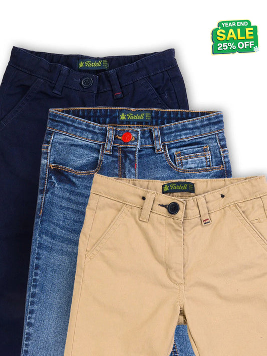Pack of 3 - Kids & Babies 2 Chinos 1 Blue Jeans