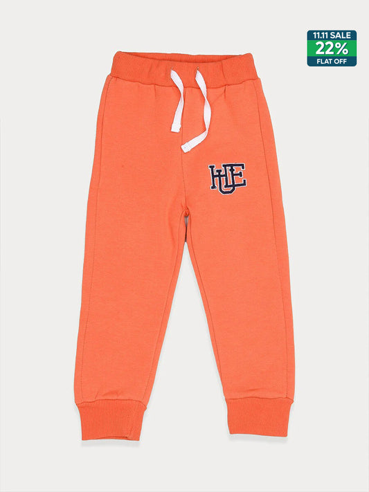 Boys Orange Fleece Slim Joggers