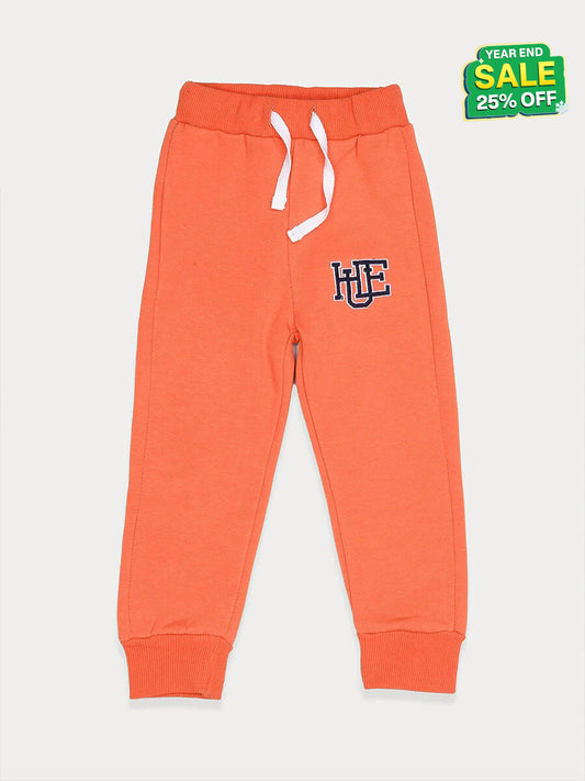 Boys Orange Fleece Slim Joggers