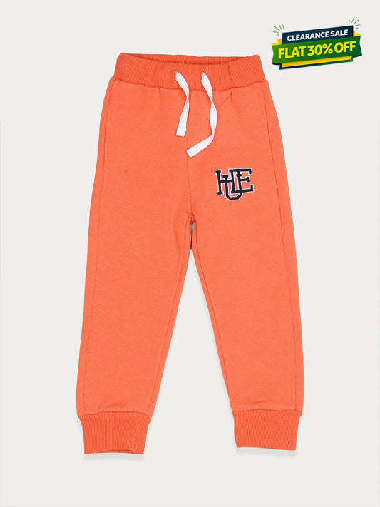 Boys Orange Fleece Slim Joggers