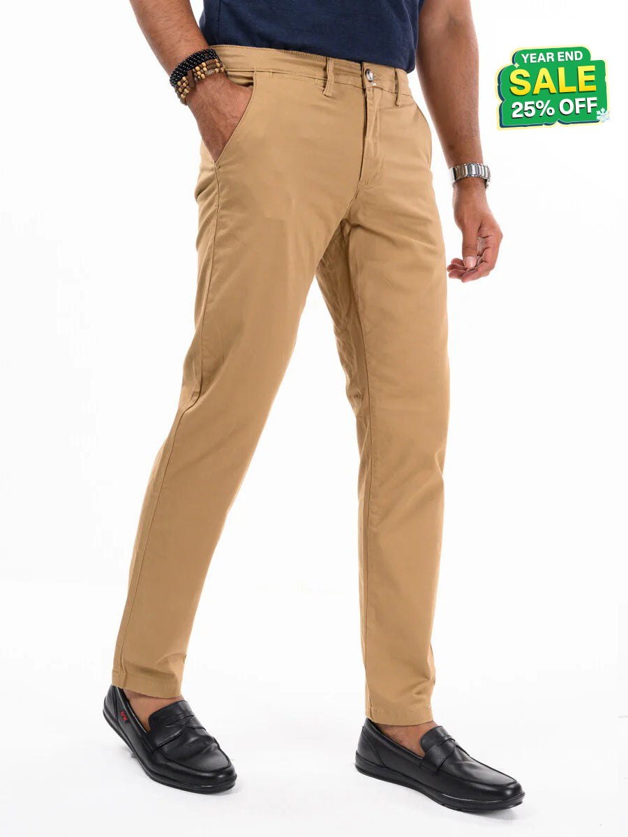 Men's Khaki Slim Fit Stretch Chino Pant