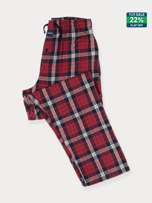 Flannel Plaid Red/White Double Lining Relaxed Winter Pajama