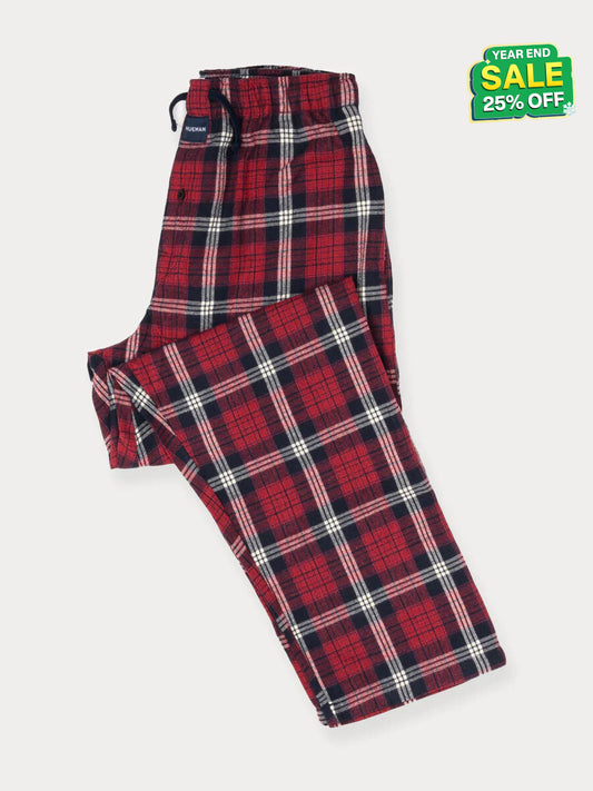 Flannel Plaid Red/White Double Lining Relaxed Winter Pajama
