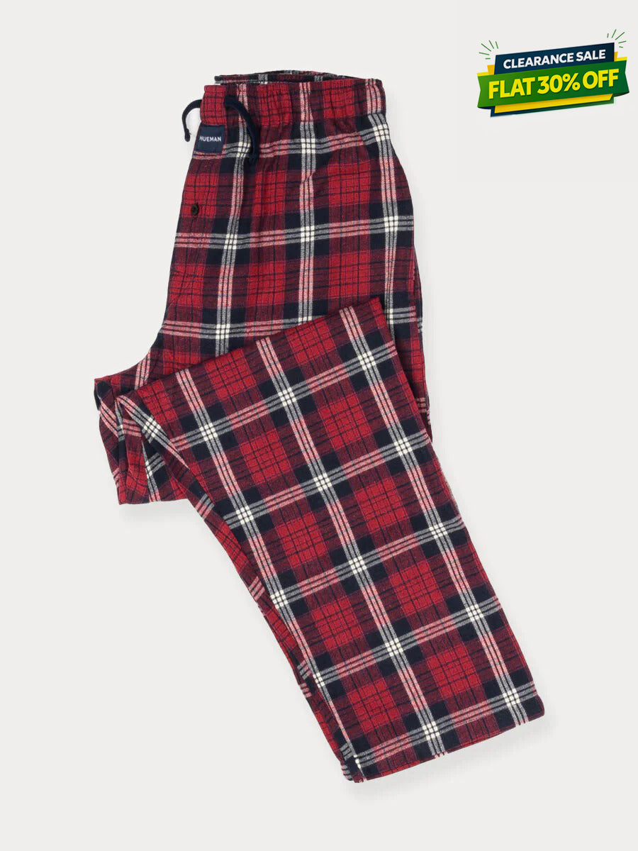 Flannel Plaid Red/White Double Lining Relaxed Winter Pajama