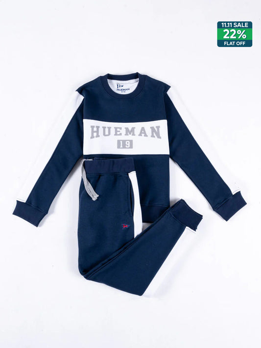 Kids Navy Blue and White Sweat Suit