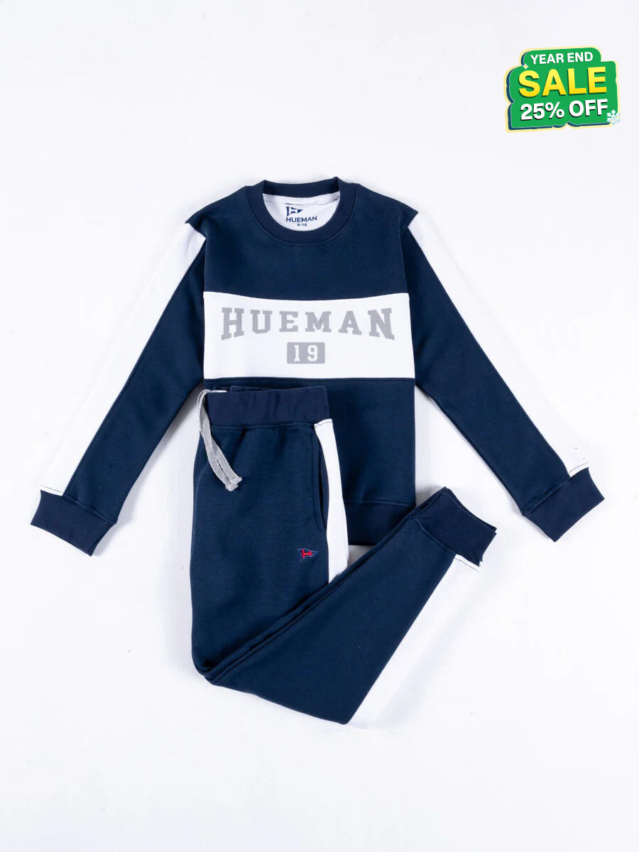 Kids Navy Blue and White Sweat Suit