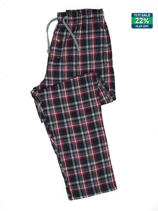 Flannel Plaid Maroon/Grey Relaxed Winter Pajamas