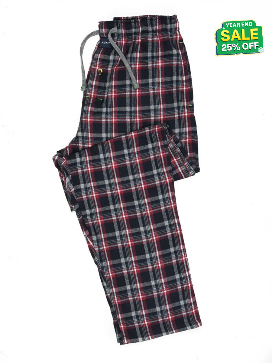 Flannel Plaid Maroon/Grey Relaxed Winter Pajamas