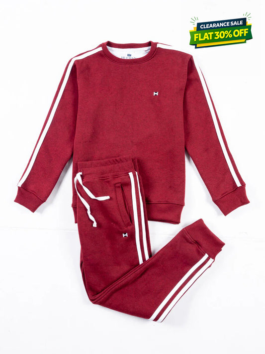 Kids Burgundy Striped Sweatsuit