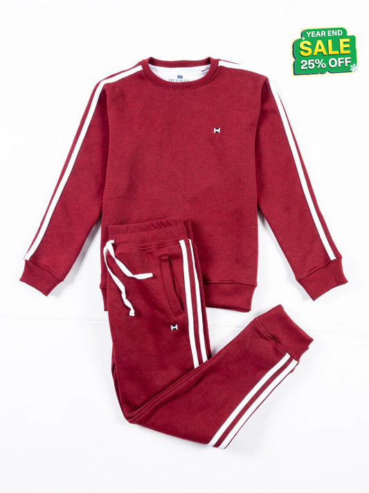 Kids Burgundy Striped Sweatsuit