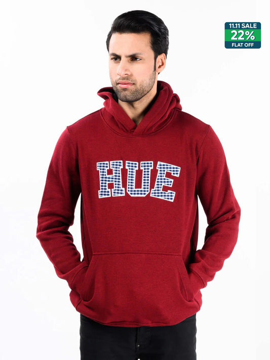 Burgundy Men Fleece Hooded Sweatshirt