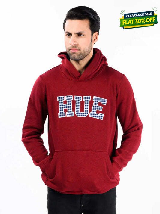 Burgundy Men Fleece Hooded Sweatshirt