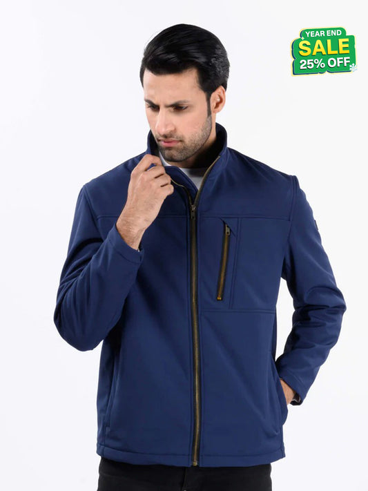 Men Navy Blue Softshell Jacket