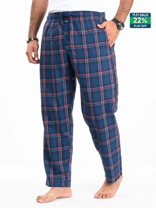 Flannel Plaid Blue/White Relaxed Winter Pajama