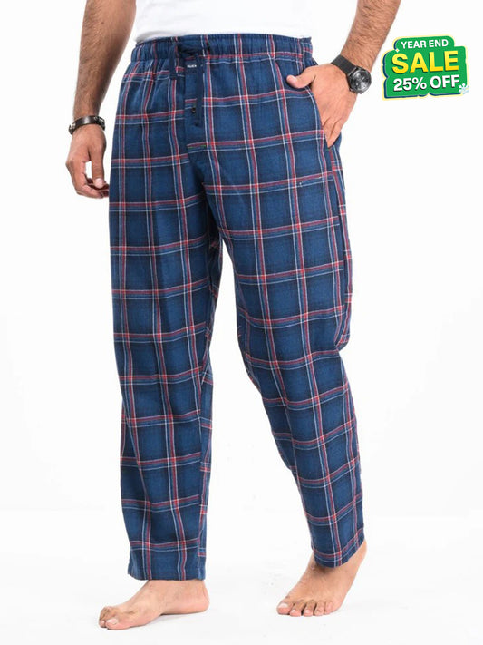 Flannel Plaid Blue/White Relaxed Winter Pajama