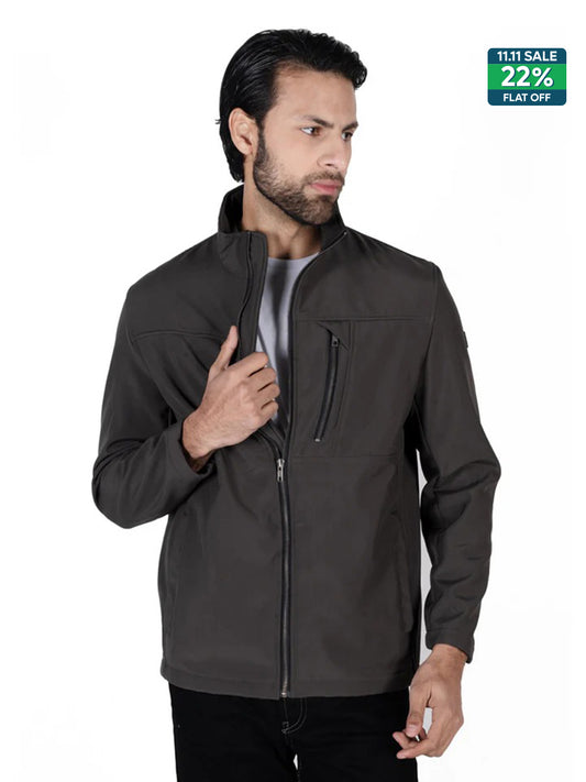 Mole Grey Stand Up Collar Soft Shell Men's Jacket