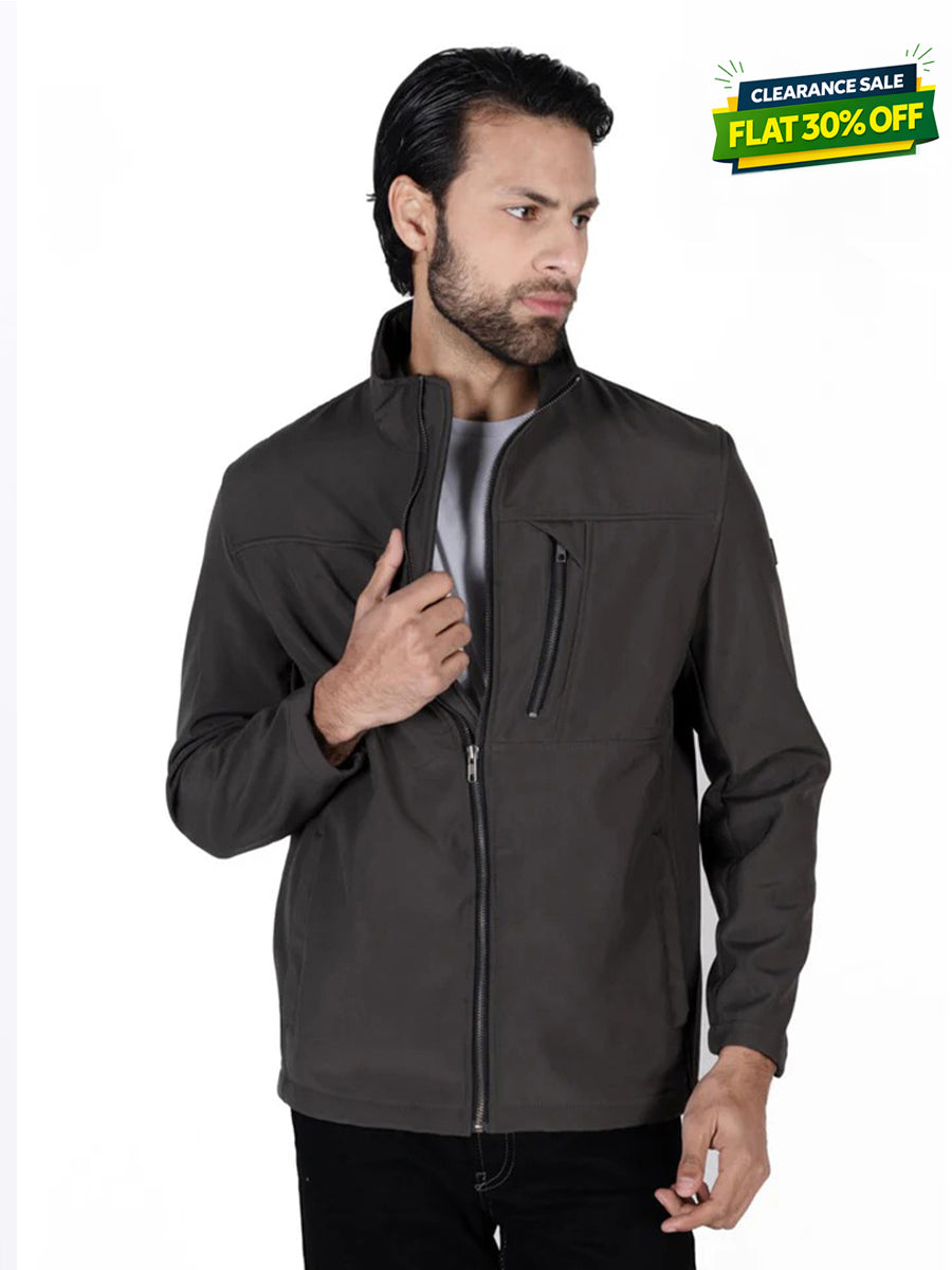 Mole Grey Stand Up Collar Soft Shell Men's Jacket