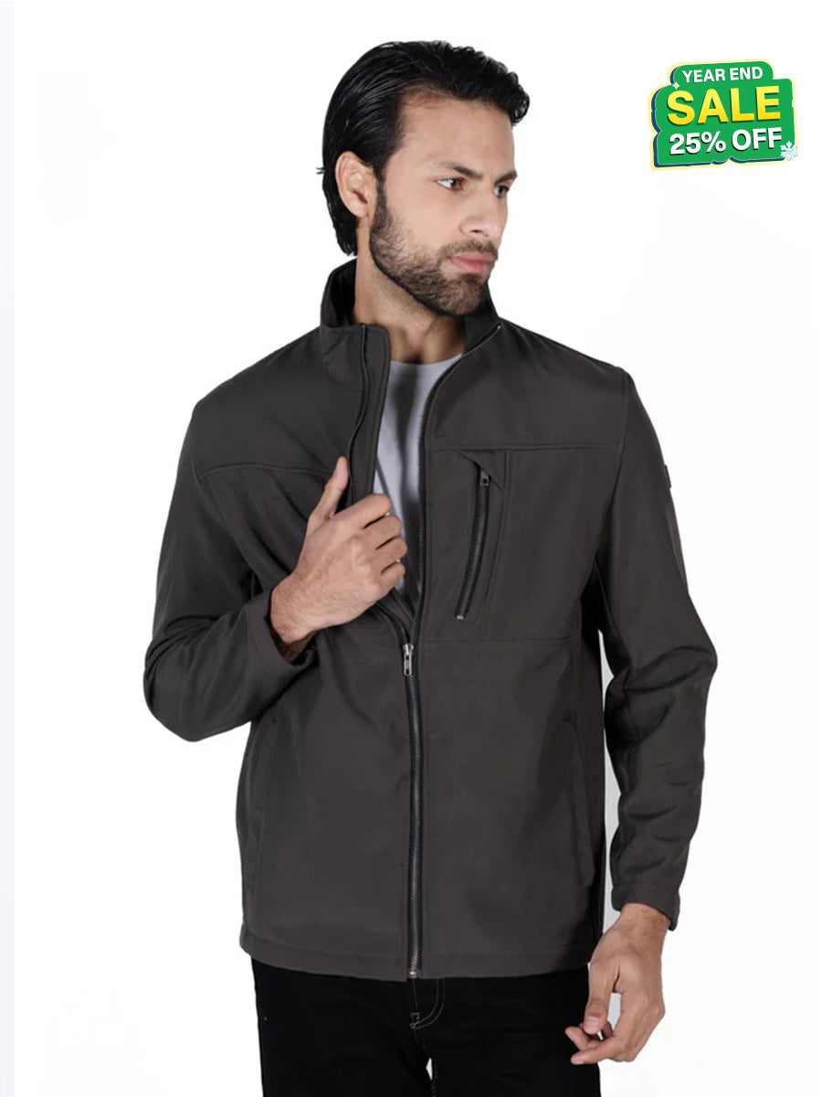 Mole Grey Stand Up Collar Soft Shell Men's Jacket