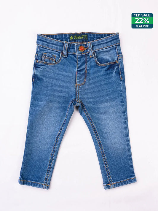 Turtell Kids Blue Washed Stretch Slim Fit Jeans