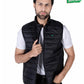 Men Black Quilted Short Body Slim-Fit Gilet Puffer Jacket