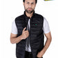Men Black Quilted Short Body Slim-Fit Gilet Puffer Jacket